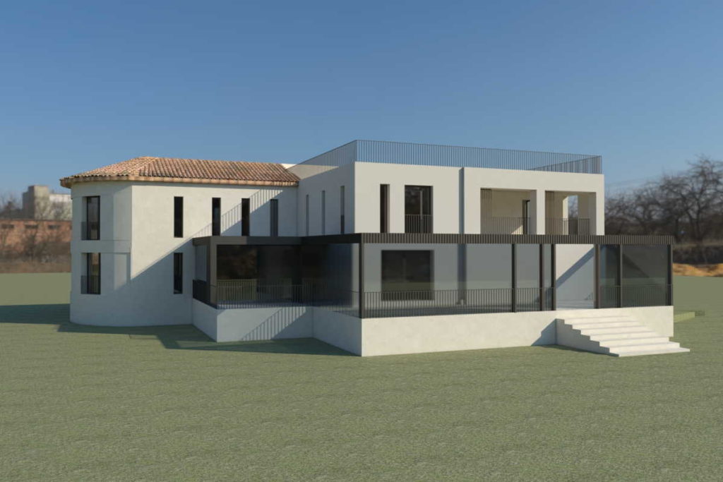 Vue sur la façade en 3D - chambre dhotes arles - Villa Blanche
